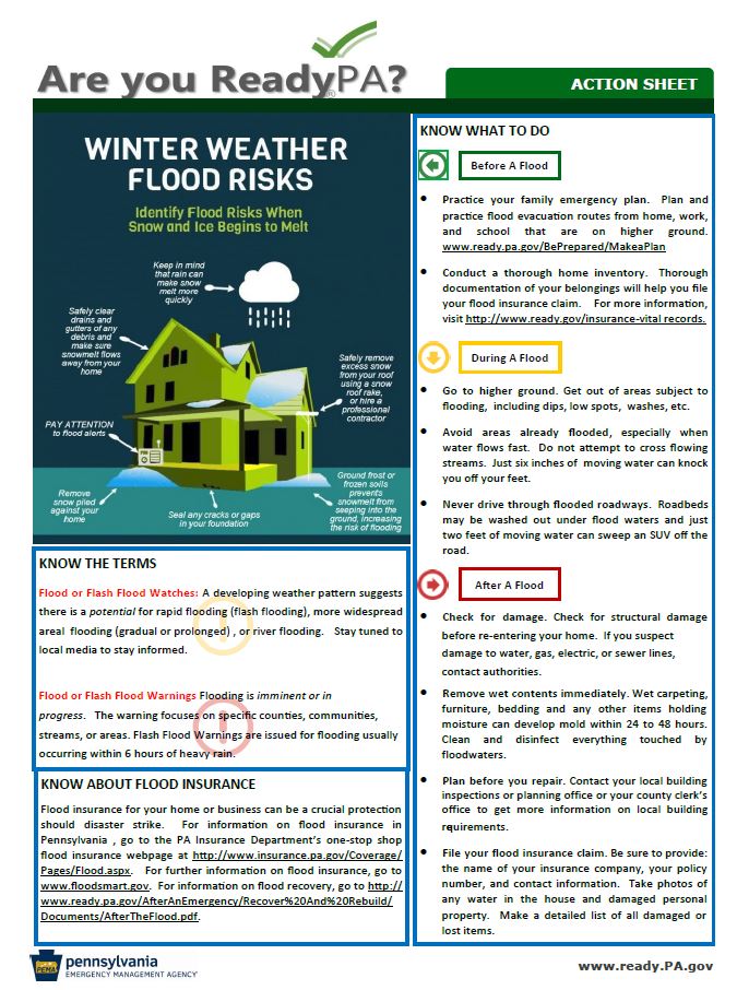 Winter weather flood risks action sheet